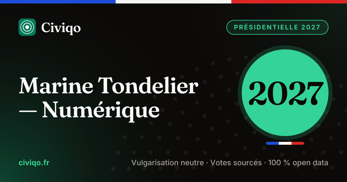 Numérique : le programme de Marine Tondelier (présidentielle 2027) · Civiqo